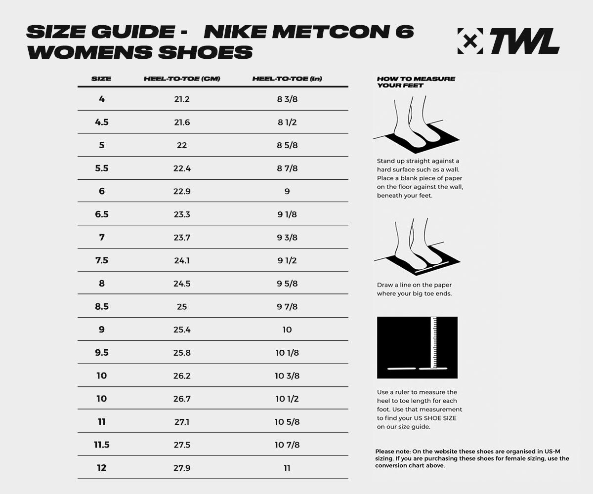 طعم nike metcon 5 size guide 