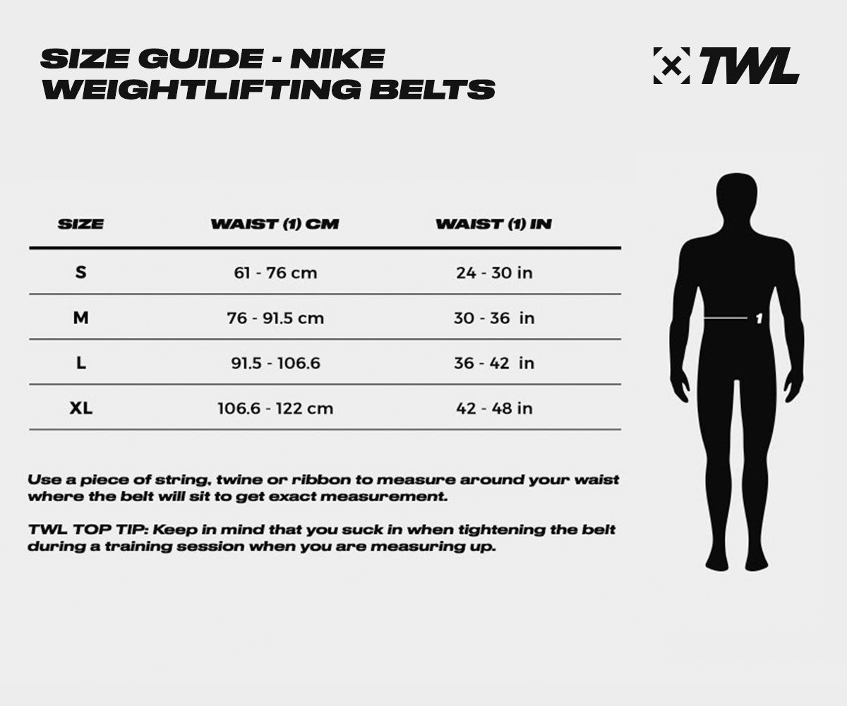 nike structured training belt 2.0 size chart