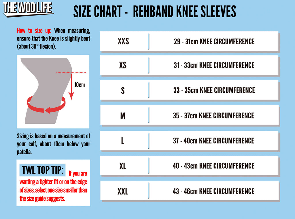 Rehband 7mm Knee Sleeve Size Chart