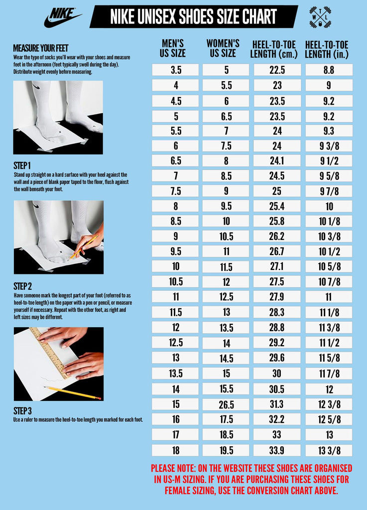 unisex us size chart