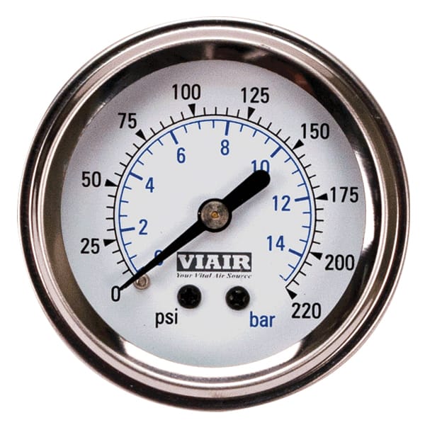 Viair 2" Single Needle Gauge (White Face, Illuminated, 220 PSI)