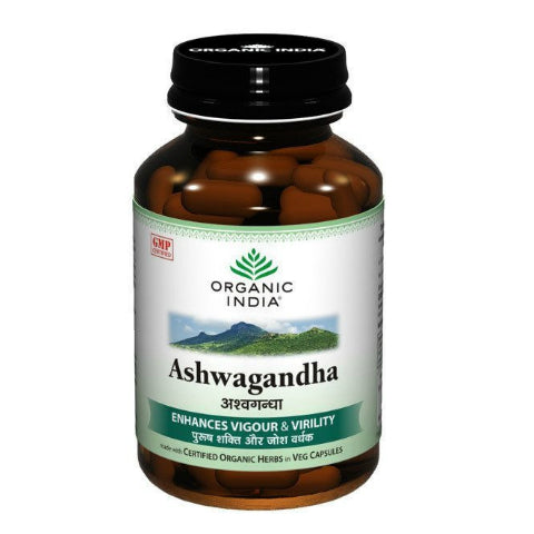 Organic India Ashwagandha 60 Capsules Bottle