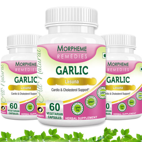 Morpheme Garlic 500mg Extract 60 Veg Capsules (3 Bottles)