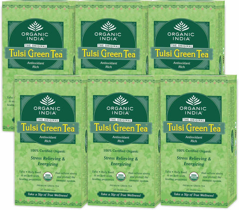 Organic Tea - Organic India Tulsi Green Tea (Pack Of 6)