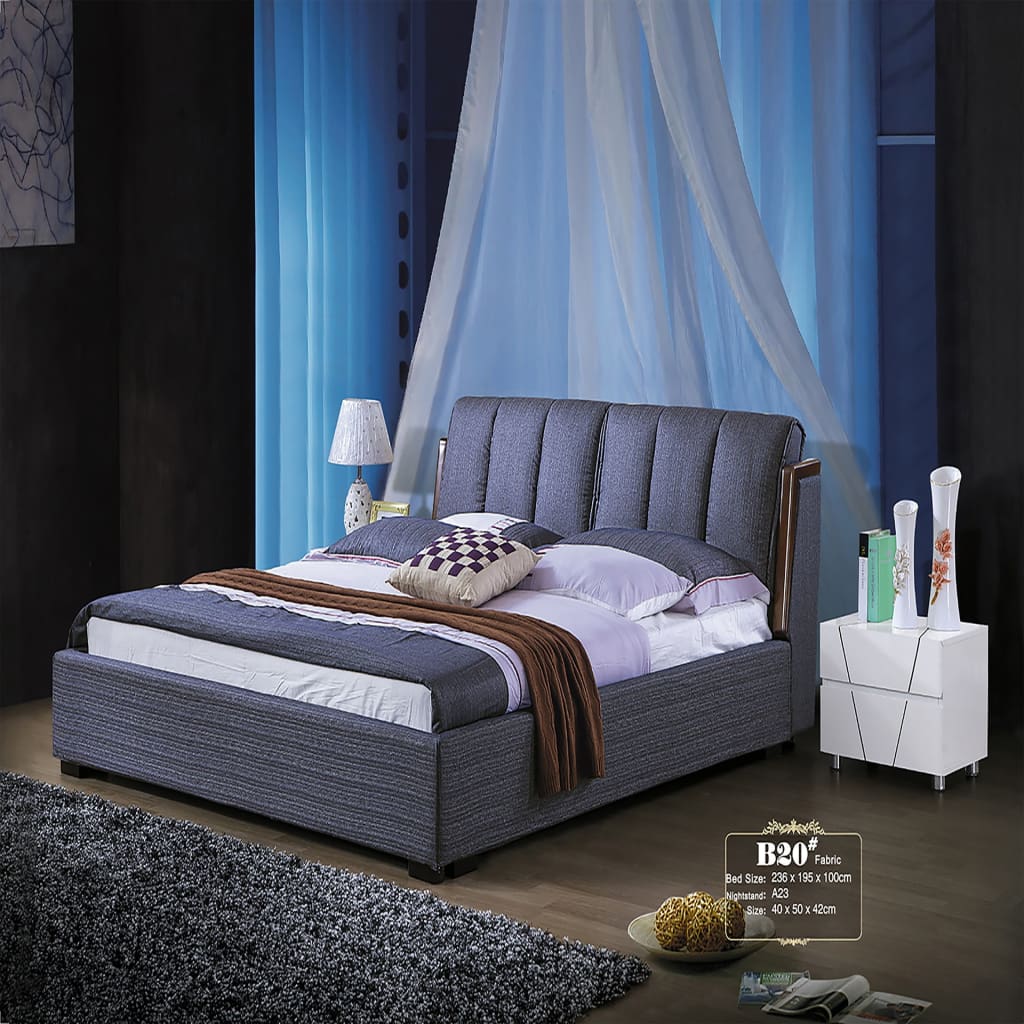 Carson Linen Upholstered Bed And Nightstand