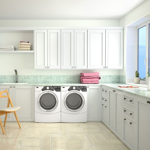 Laundry room with lots of light