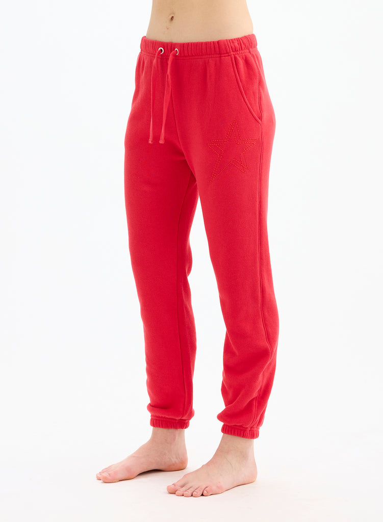 Women's French Terry Wide Leg Lounge Pants - Colsie Red XL