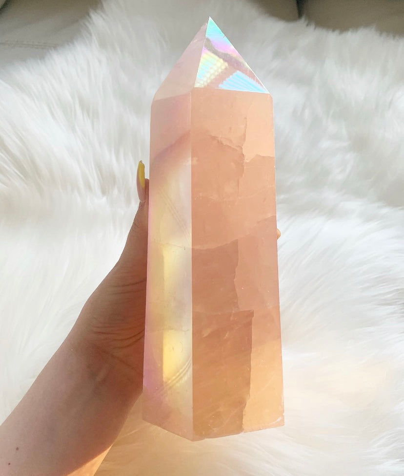 angel aura rose quartz tower