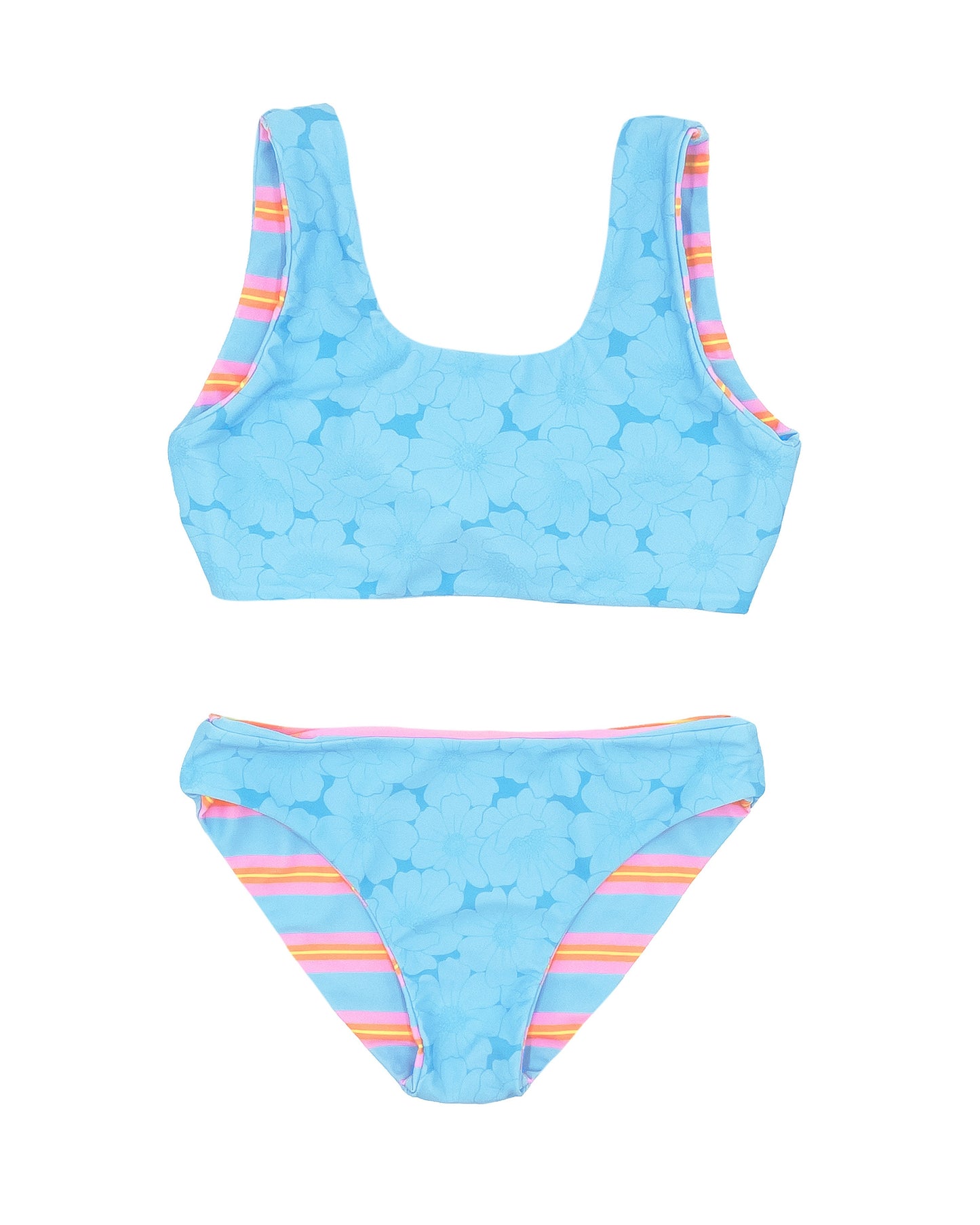 4yrs, 6yrs REVERSIBLE Waverly Bikini in Sugar Coral – Droplets.