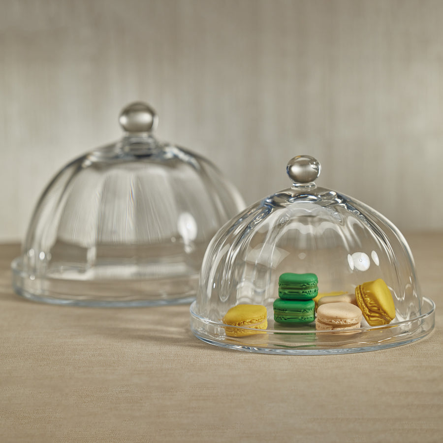 Image of Loulou Optic Pastry Glass Plate with Cloche
