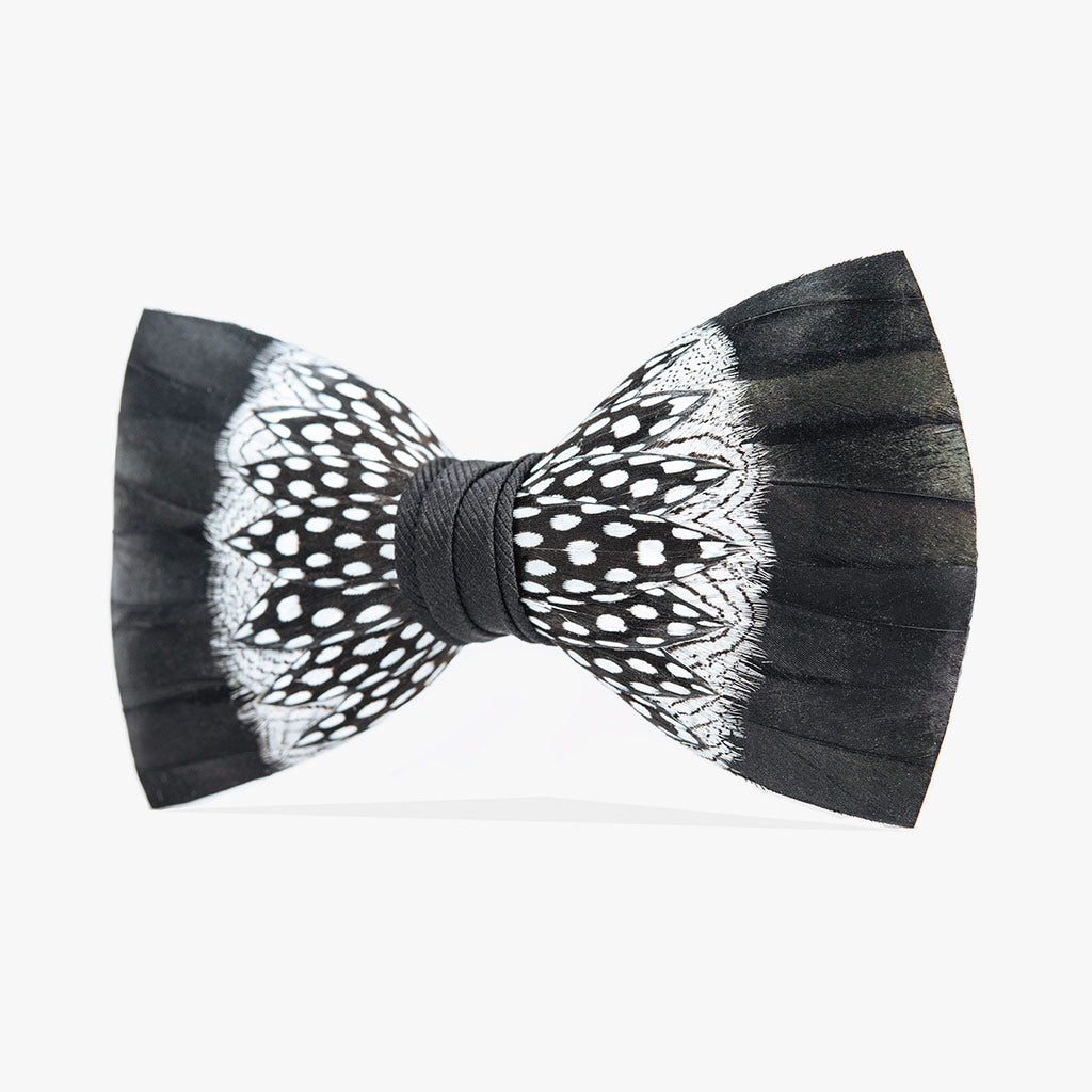 Black & White Lace-Look Feather Bow Tie | Brackish