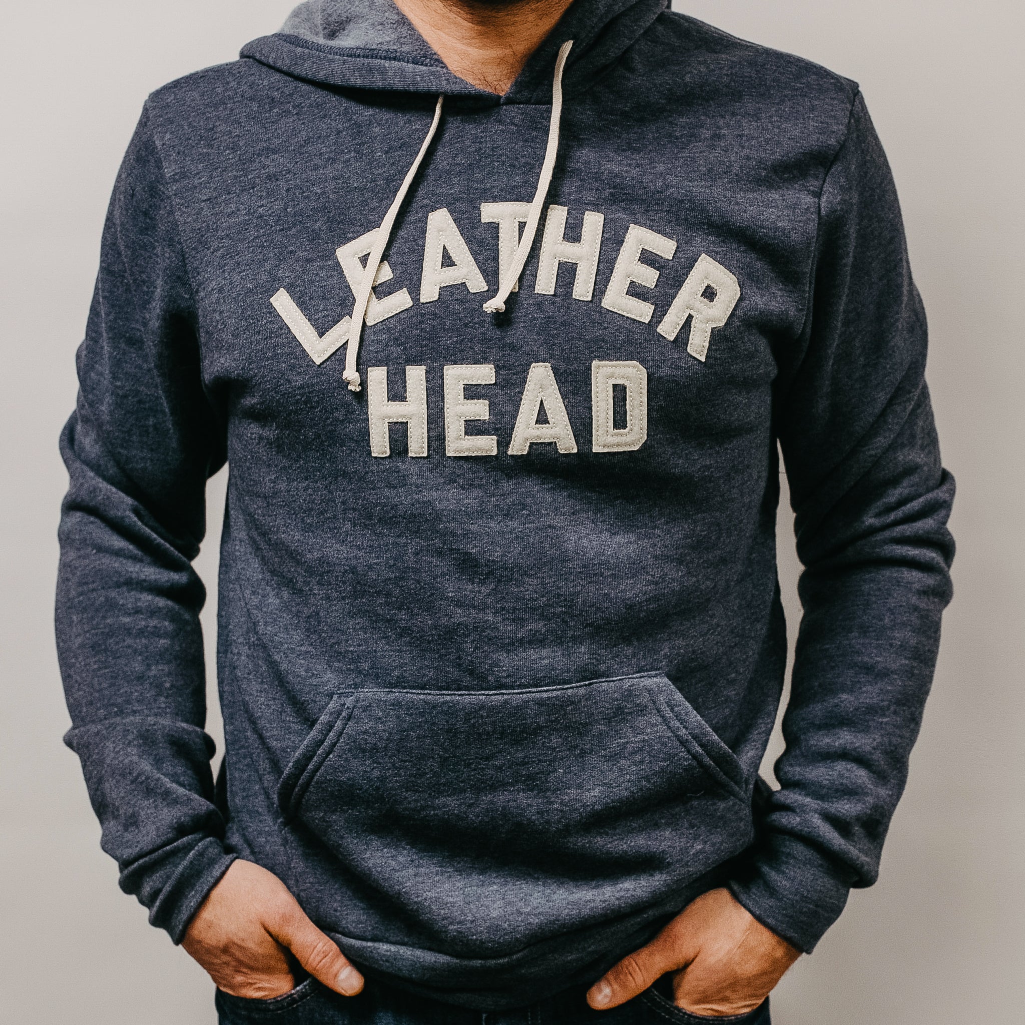 Leather Head Collegiate Hoodie - Navy