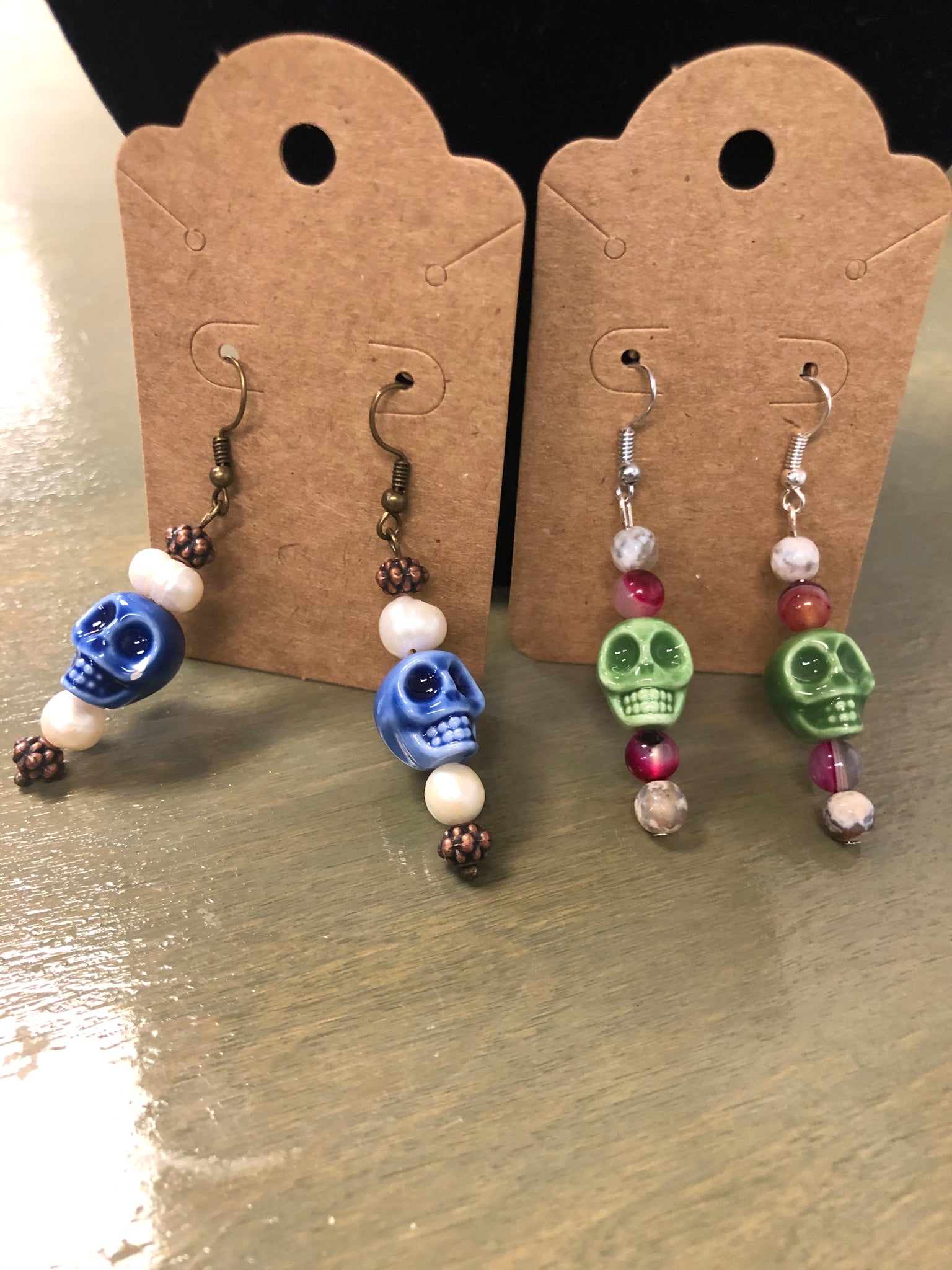 skull bead earrings