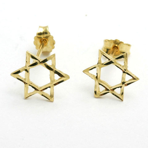 Gold Star of David Earrings