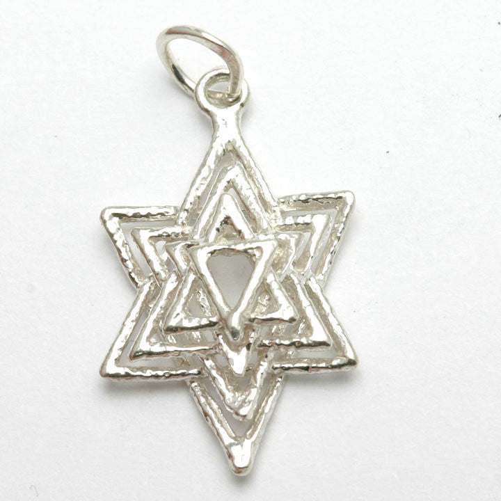 Sterling Silver Map of Israel Star of David CZ Pendant