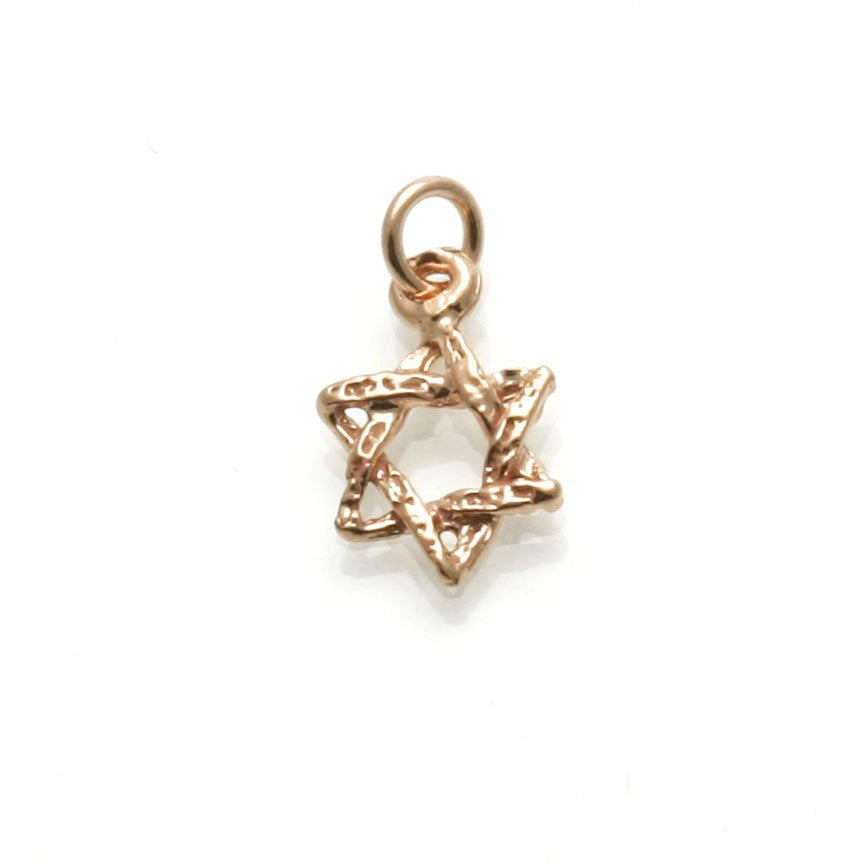 Rose Gold Diamond Star of David Necklace 16 14K Single Cut .10ctw Judaica Faith