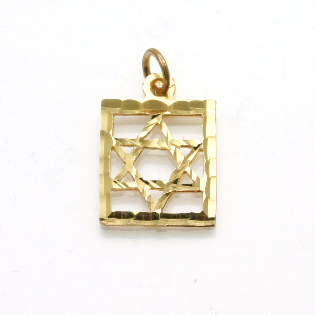 14k yellow gold Star of David Pendant Elongated Diamond Cut