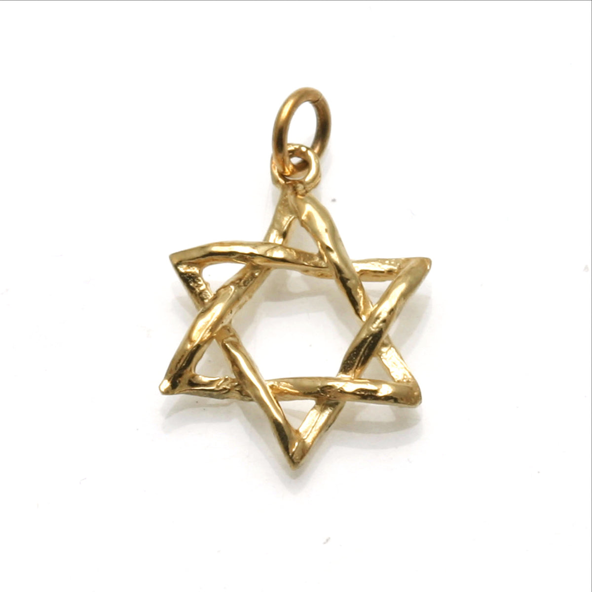 14k Yellow Gold Jewish Star of David Pendant 3D Large