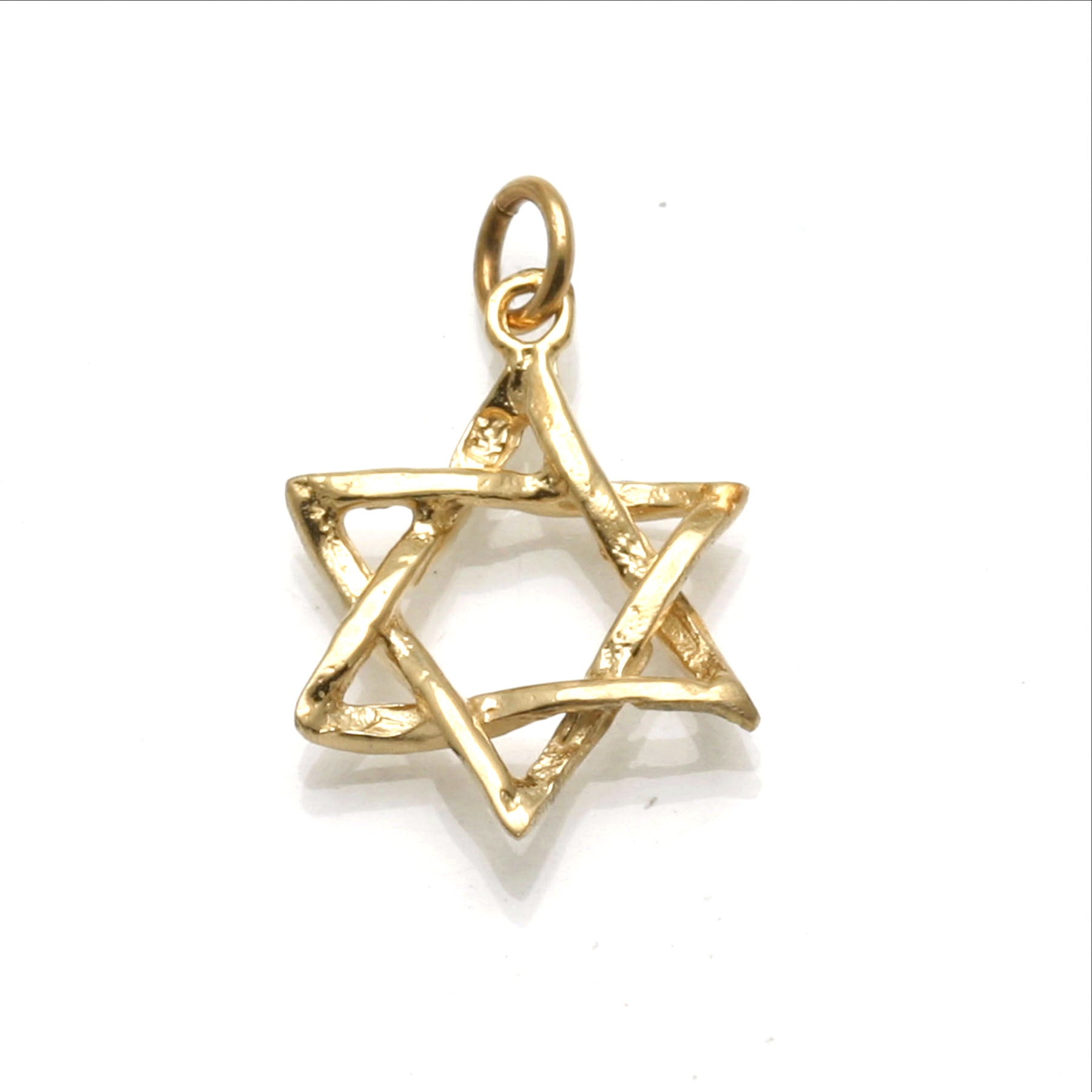 14k Yellow Gold Jewish Star of David Pendant 3D Large
