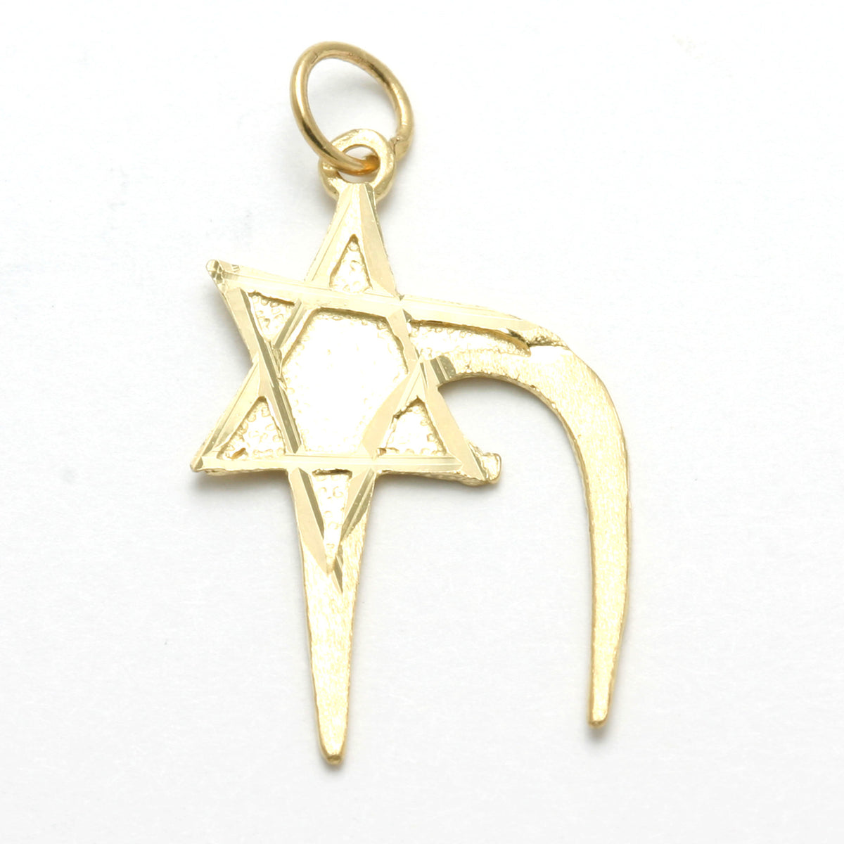 14k Yellow & White Gold Jewish Star of David Chai Pendant