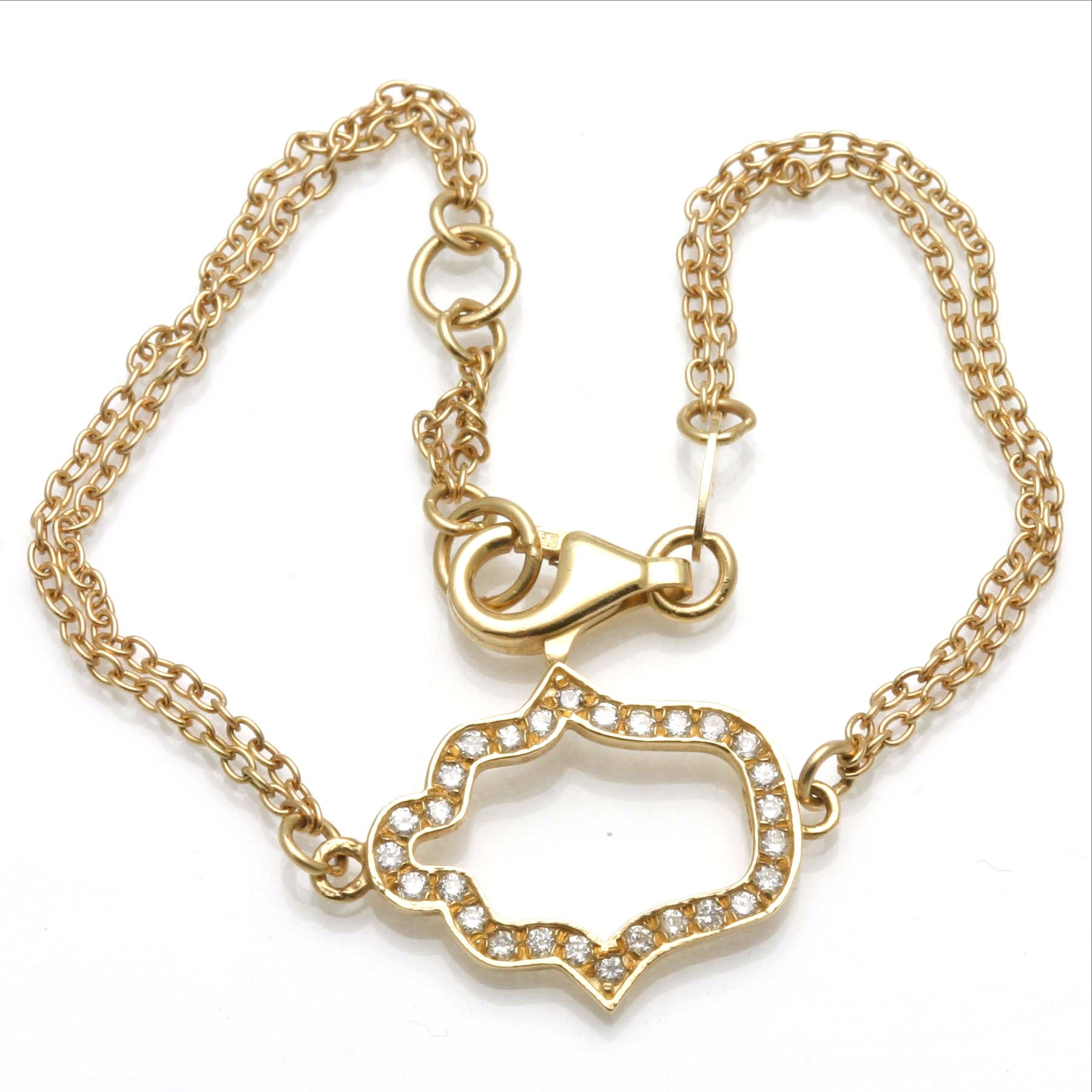 14k yellow gold Diamond Hamsa Bracelet - JewelryJudaica