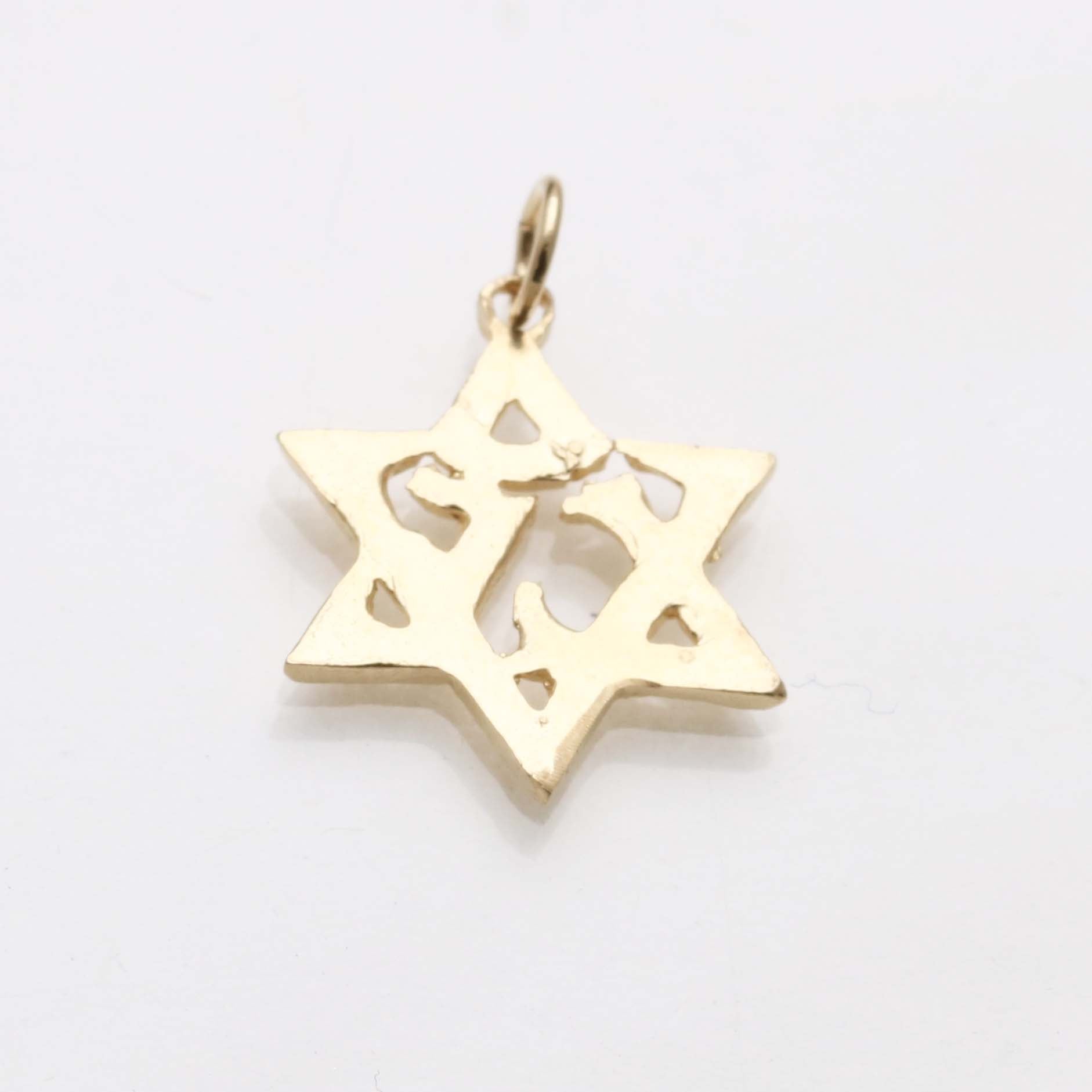 14k Yellow Gold Star of David Love Pendant