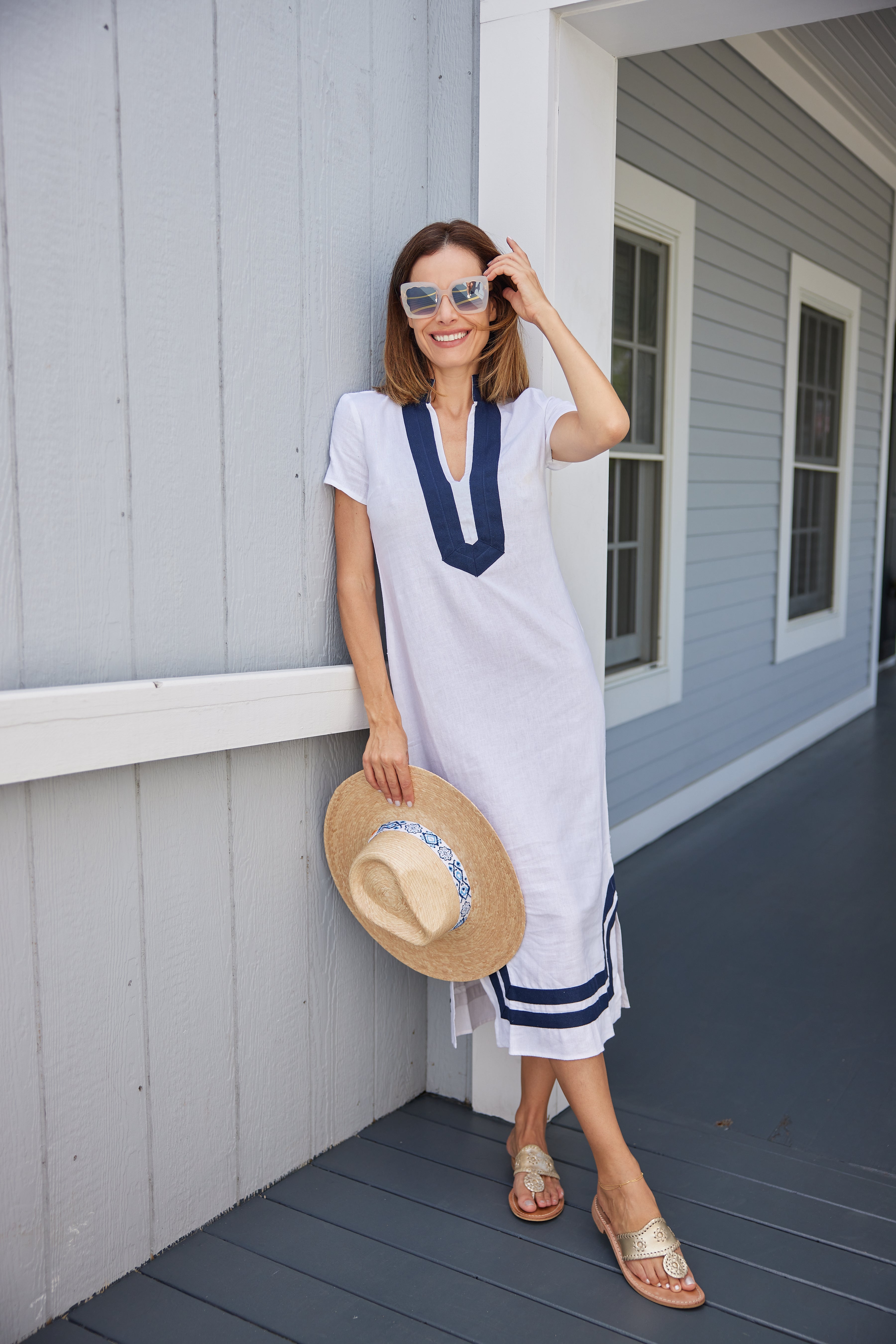 White Short Sleeve Classic Maxi Tunic