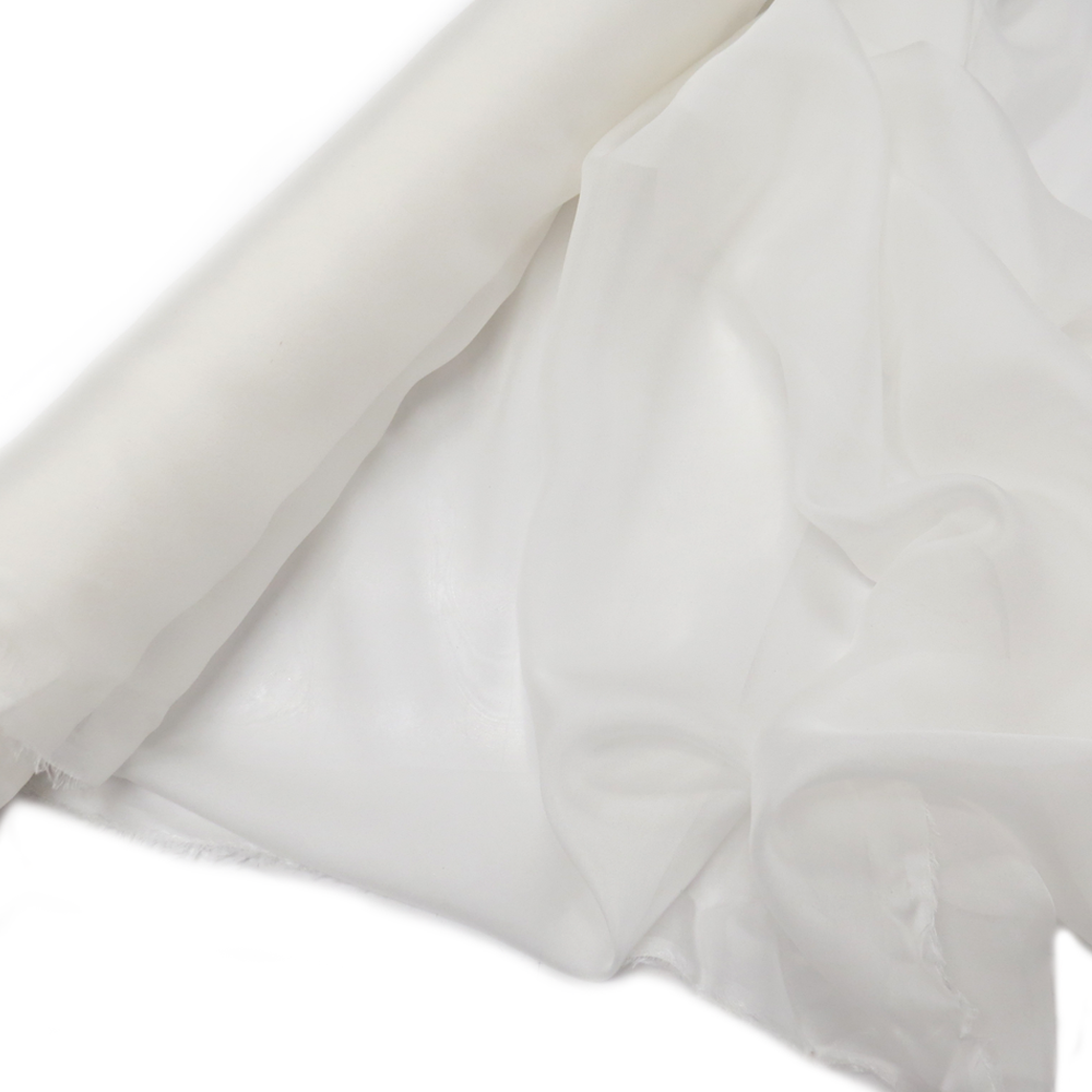 White, 100% Natural Silk Chiffon Fabric, 56/58