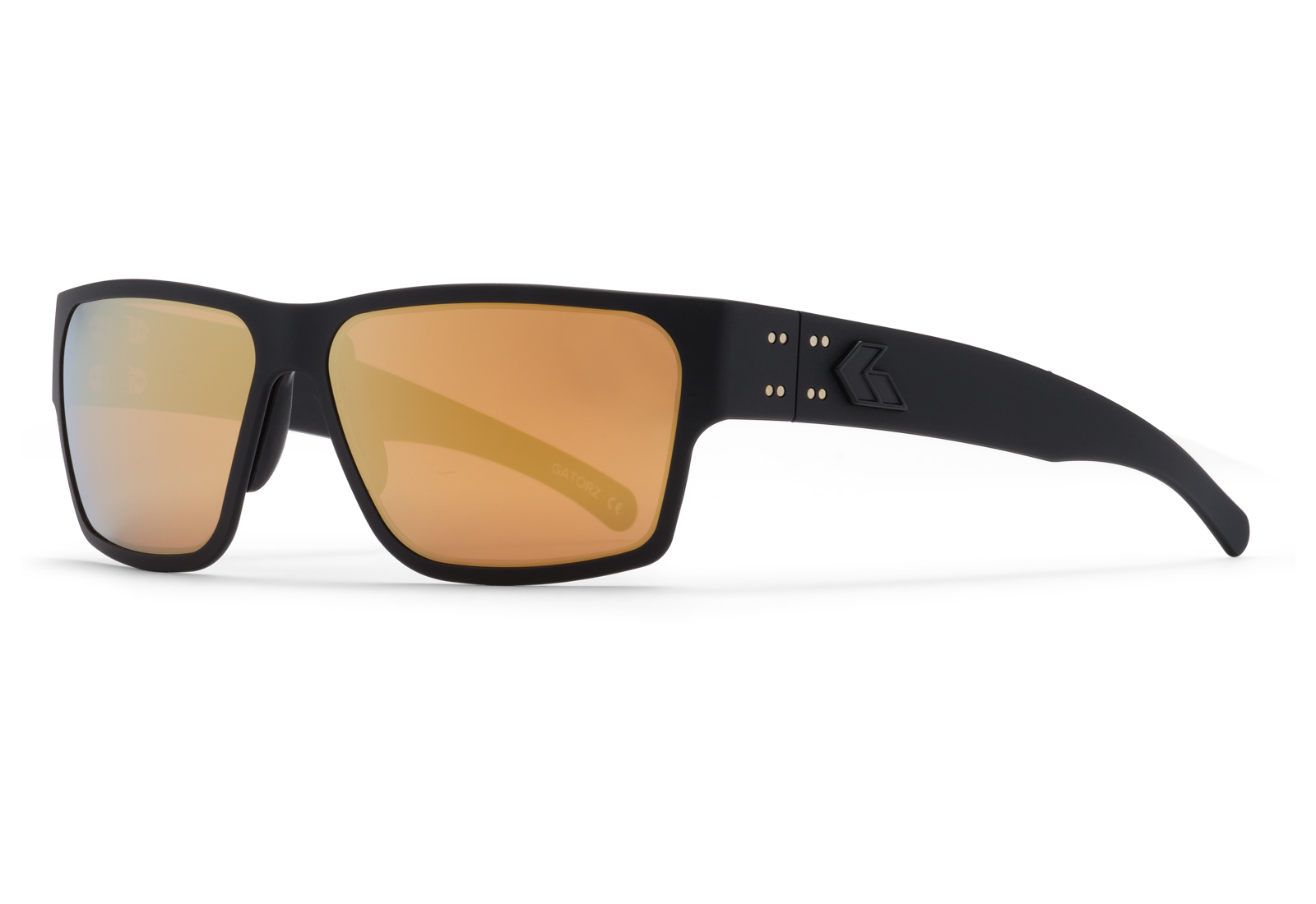 Gatorz Delta Sunglasses Blackout Frame Rose Polarized W/Gold Mirror Lens GDELMTBLK14PMBP