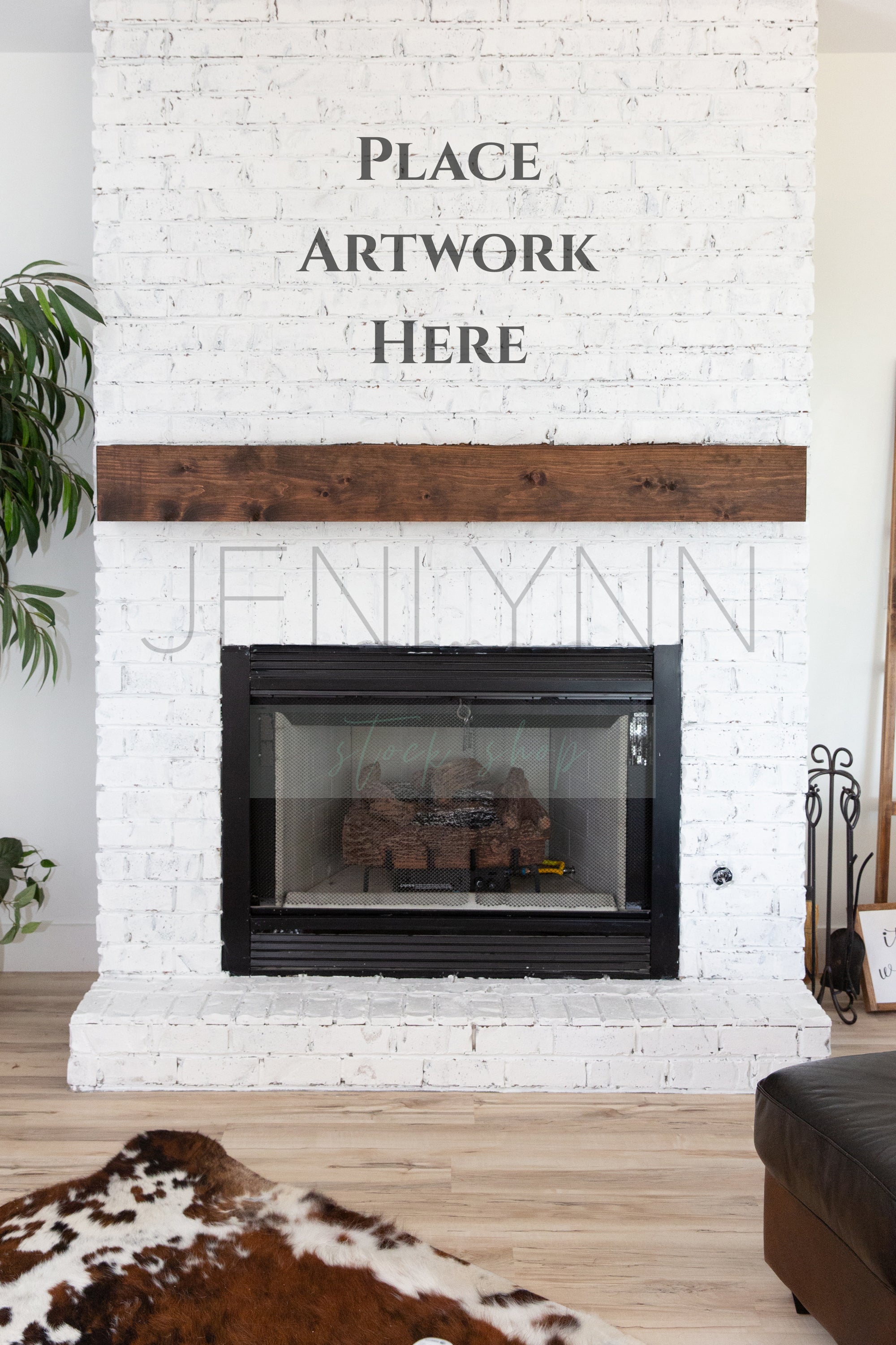 Download White Brick Fireplace Blank Wall Mockup Jpg Jenlynn Stock Shop