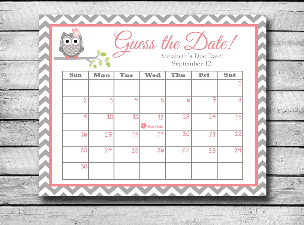 Baby Due Date Calendar Game The Gender Experts