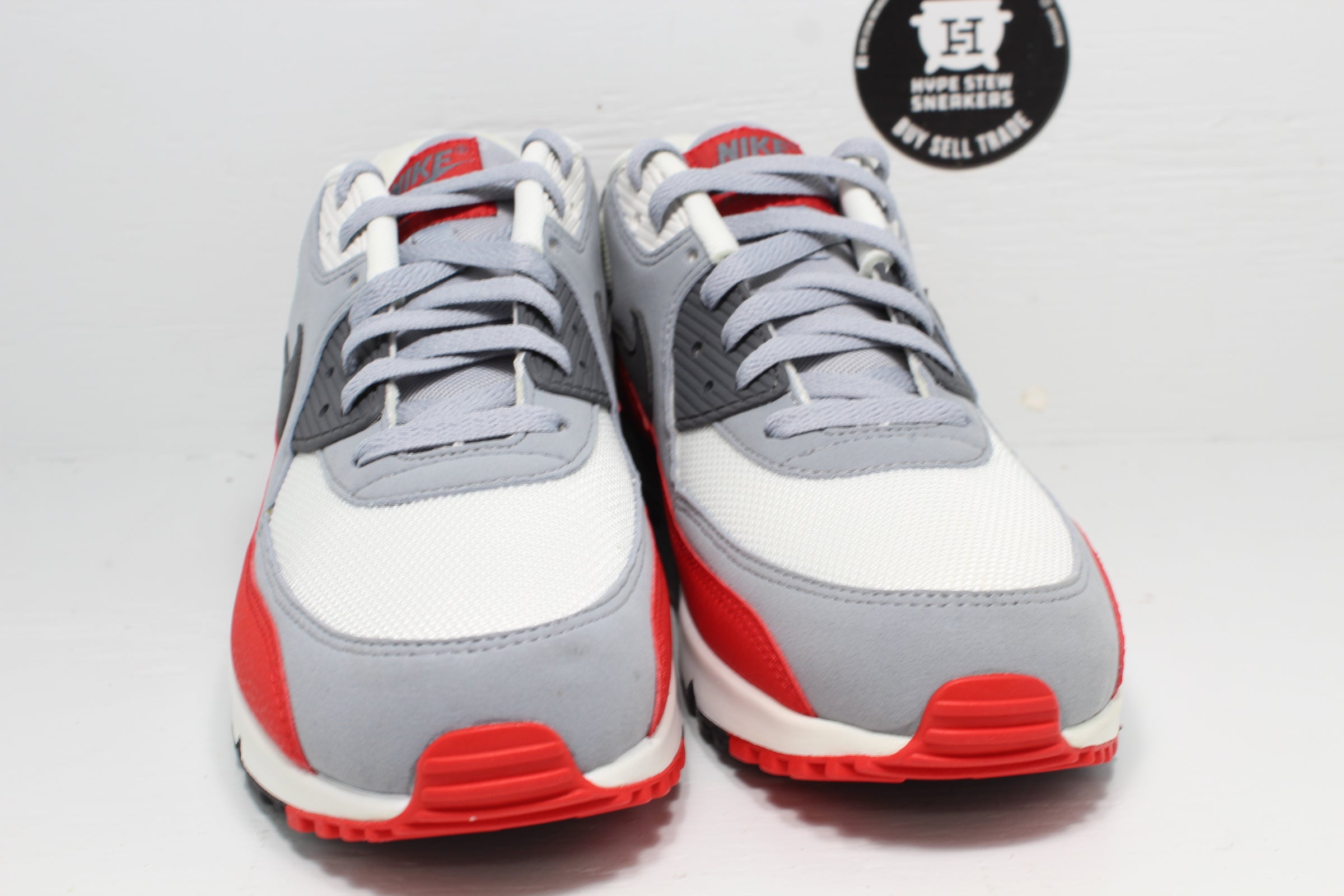 Air Max 90 Wolf Grey Grey Chilling Red | Stew Sneakers