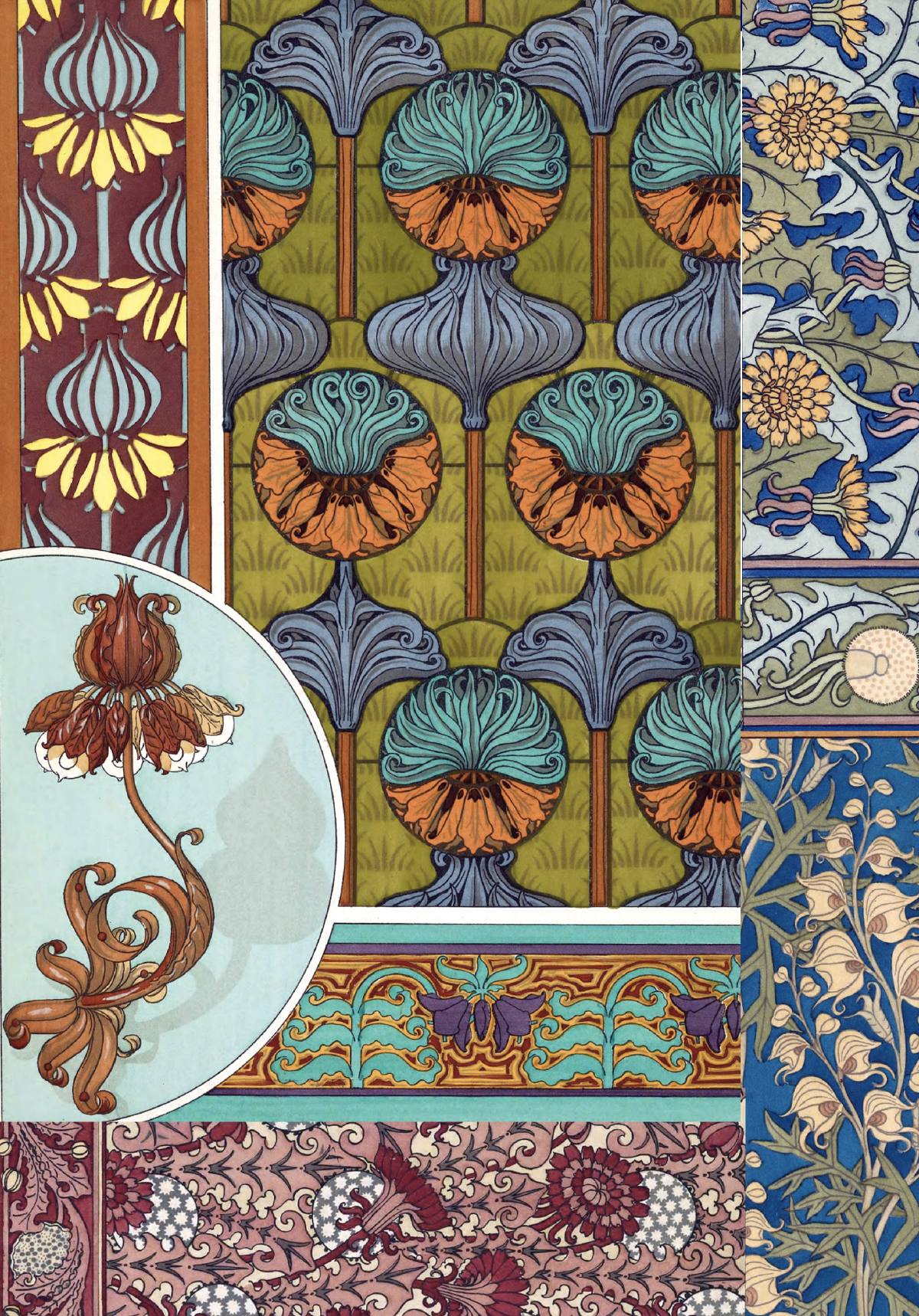 art nouveau design flowers