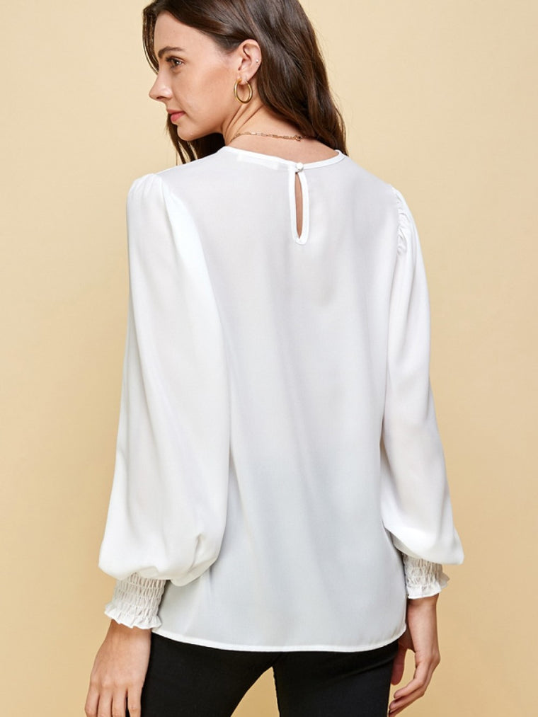 Off White Long Sleeve Classic Blouse