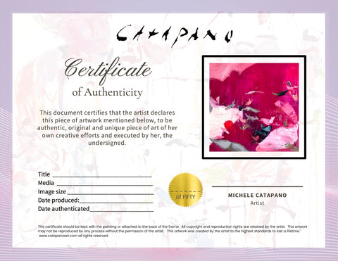 All my work comes ready to hang with a certificate of authenticity.