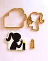 Picture of Shabbat Girl Silhouette Candles Jewish Cookie/Fondant Cutter 3pc SET 3.5"