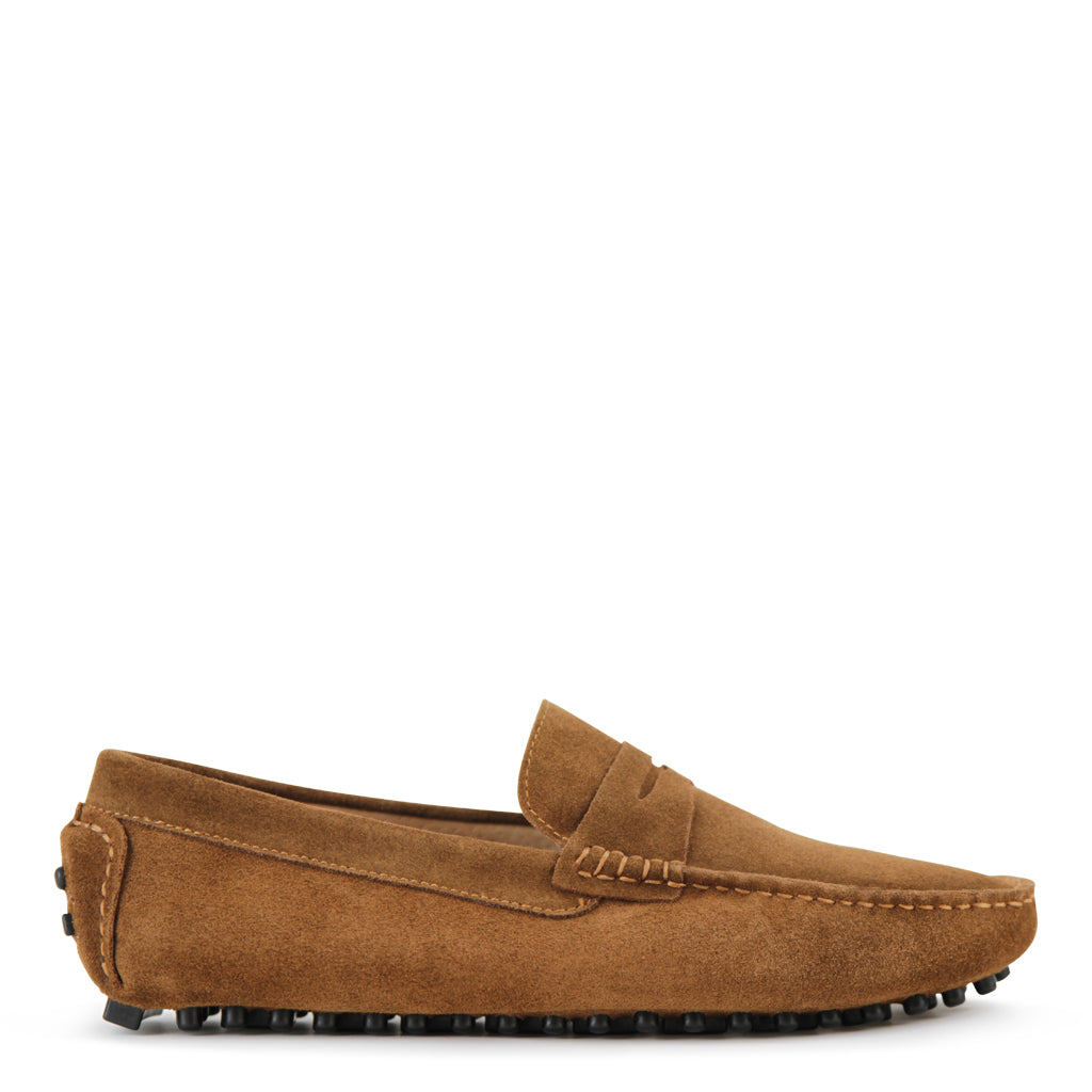 tan driving loafers