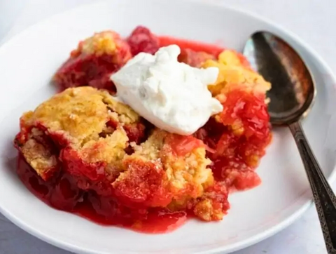 rhubarb dump cake dessert