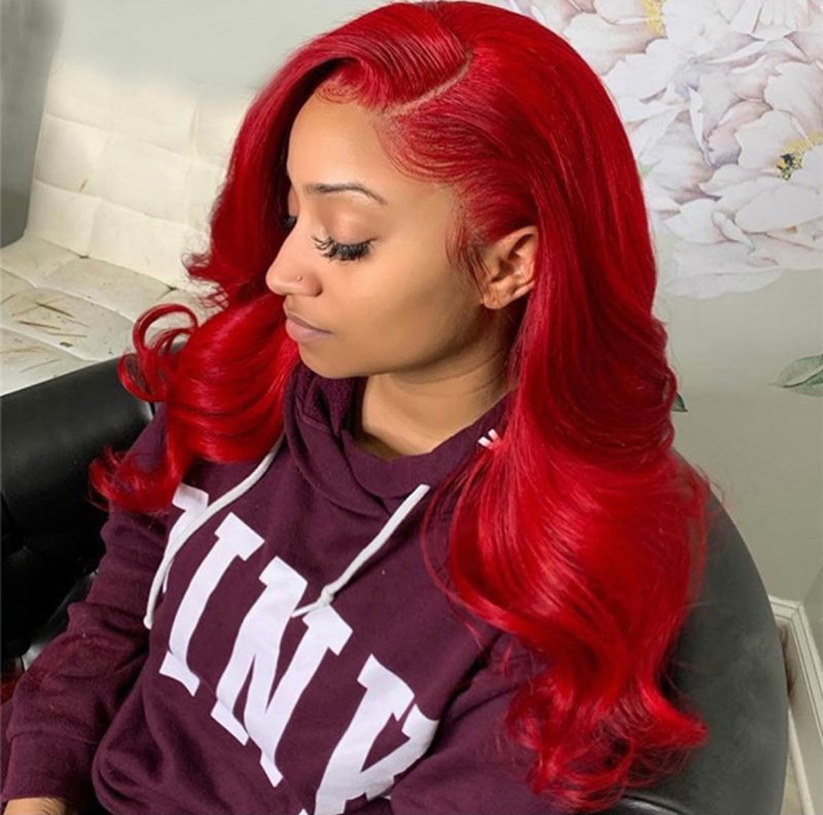 red lace frontal sew in