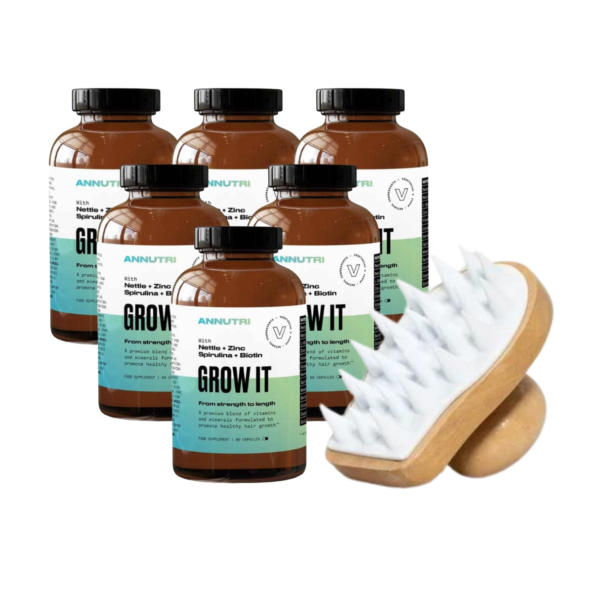 Annutri Grow It Hair Supplement 6 Month Supply with Complimentary Scalp Brush - Millies.ie product image