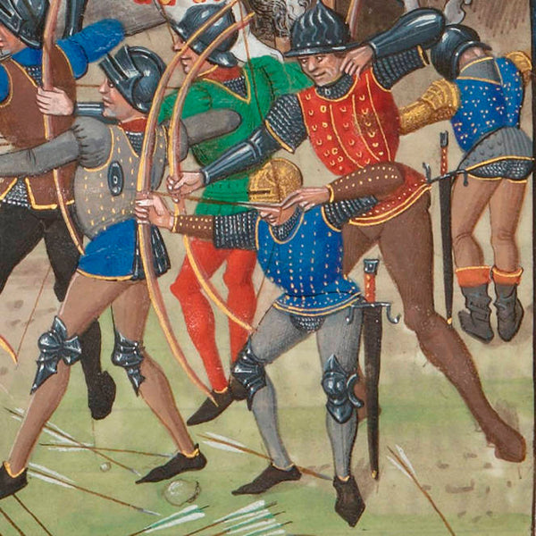 Battle of Crecy archer detail from Foissart