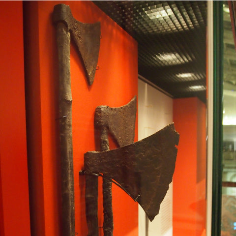 Axes in the Battle of Clontarf Exhibit in the Archeology Museum Dublin