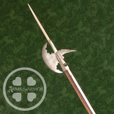 Crescent bladed halberd with side spikes