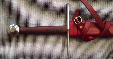 Towton Sword with Red Grip and matching scabbard with belt.