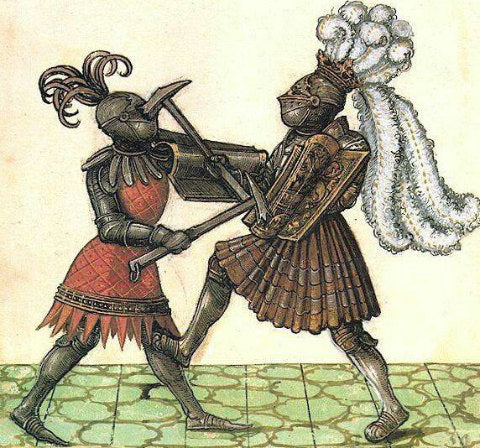 Knights using War Hammers in combat