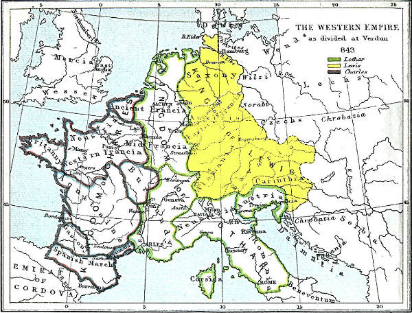 Map showing Louis the Germans kingdom