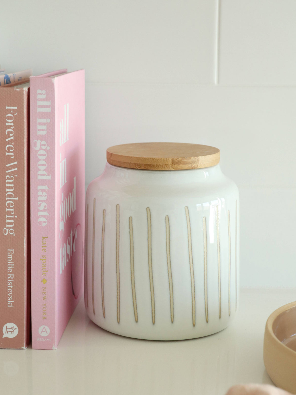 Striped stoneware canister– Love+Grey