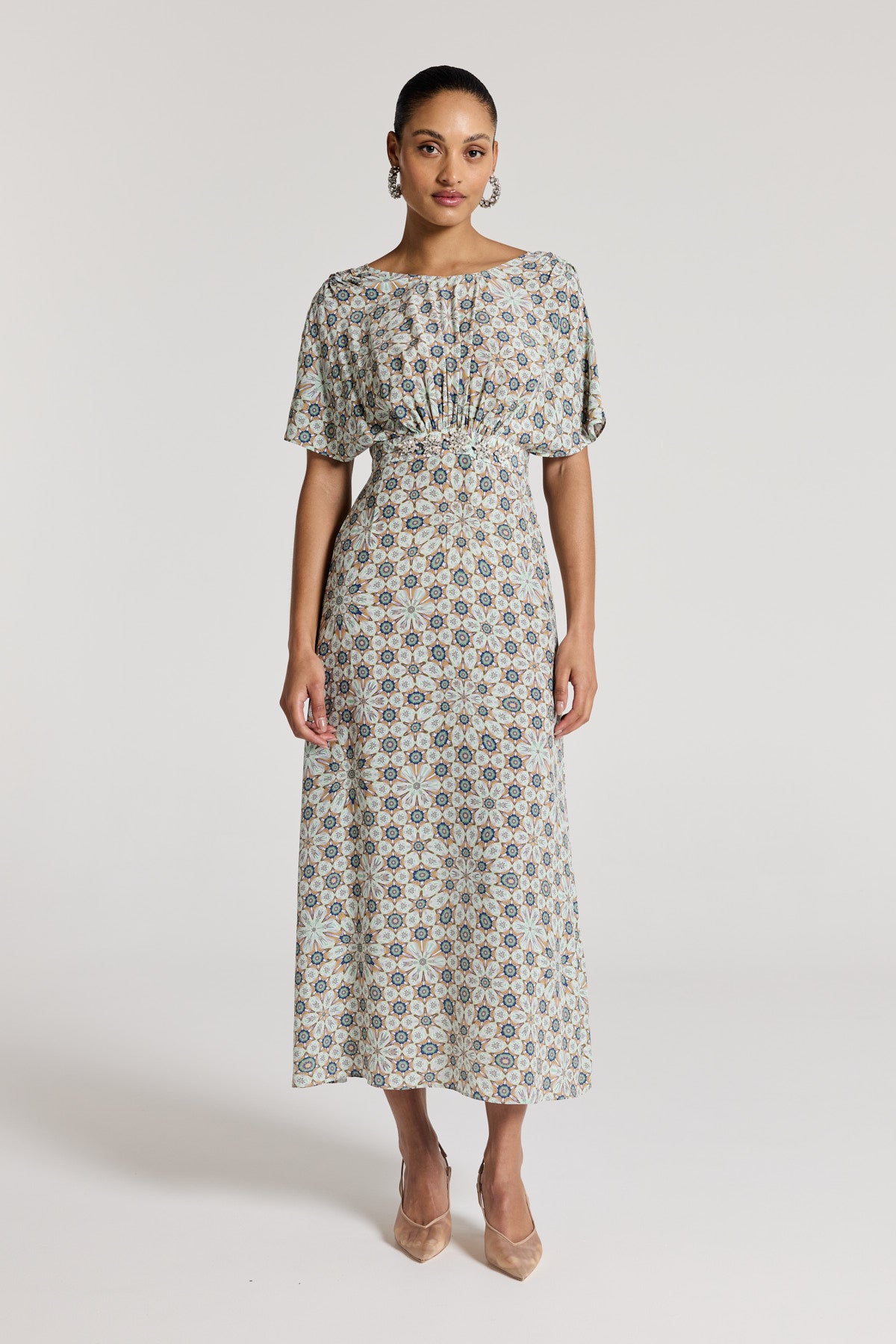 Amalfi Silk Dress - Green Print - Perri Cutten product image