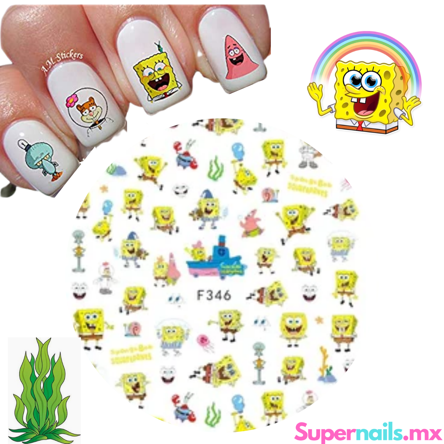 Sticker de Bob Esponja (Diferentes personajes) | lideres en productos para  uñas