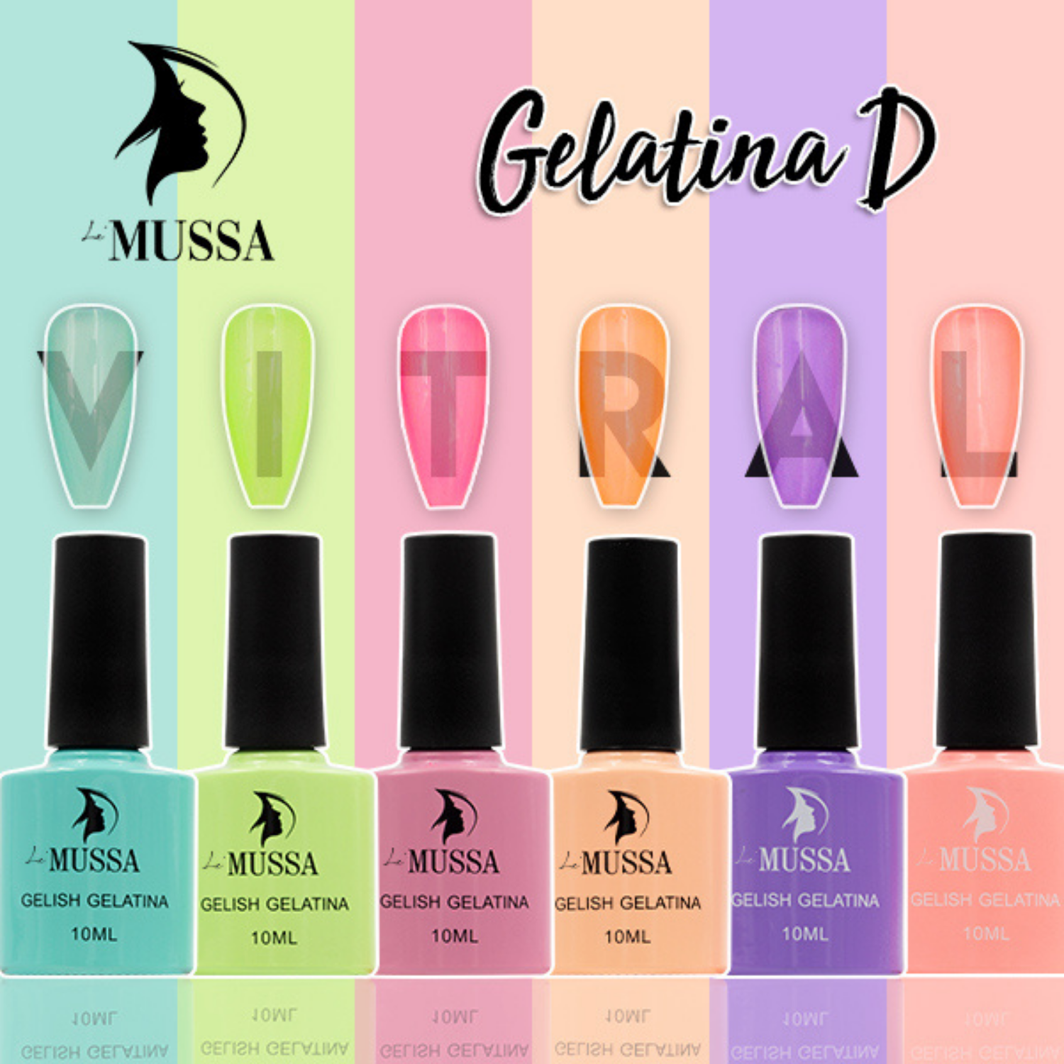 Gelish marca Lé MUSSA Gama Gelatina D c/6pz | lideres en productos para uñas